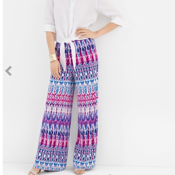 EUC CHICO’S Pastel Ikat Palazzo Pants - Picture 4 of 13